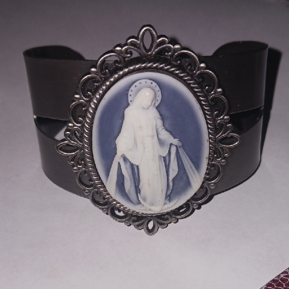 Our Lady Of Grace Cameo Bangle Bracelet